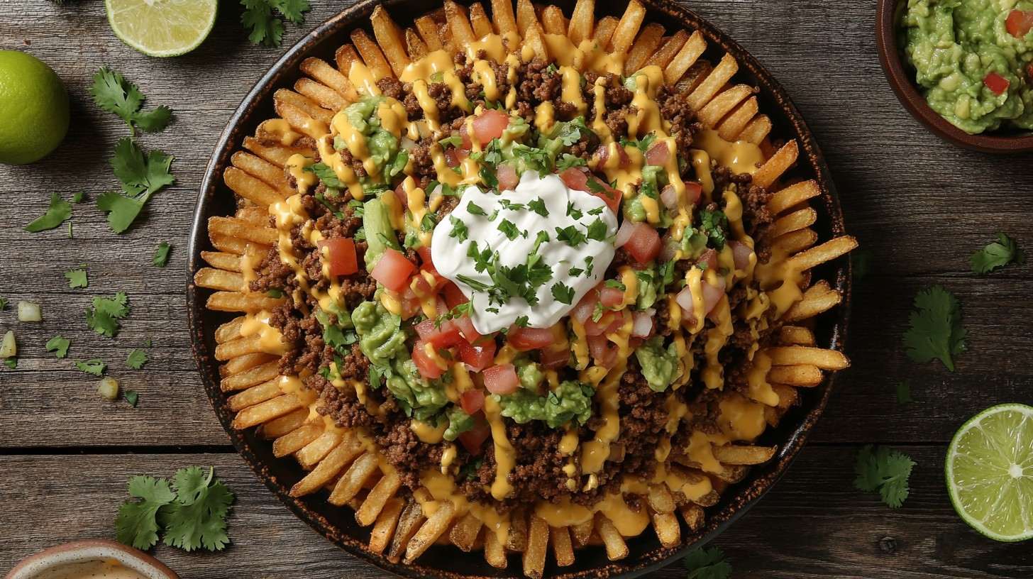 Different types of French fries—waffle, crinkle-cut, sweet potato, and hand-cut.